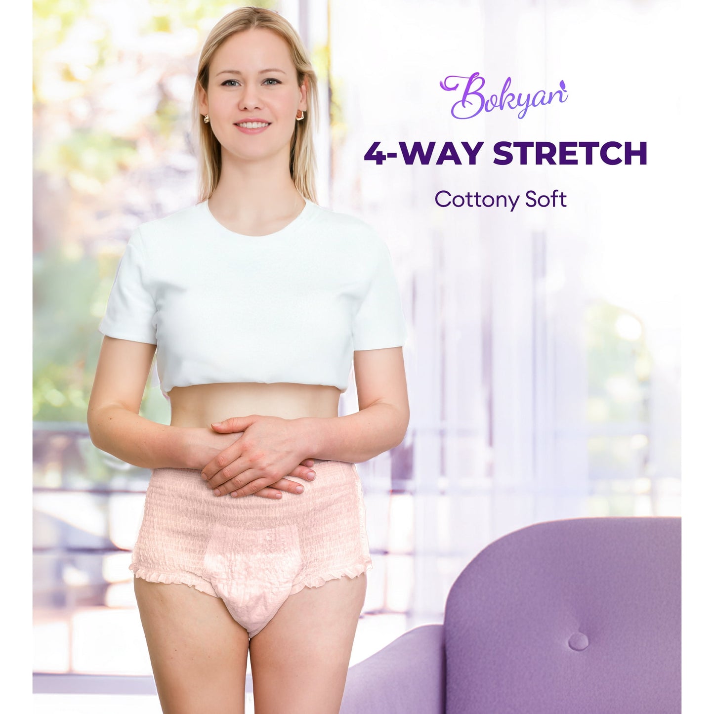 Bokyan Adult Incontinence Underwear for Women,Postpartum Bladder Leak Underwear,Disposable,S/M,16 Ct
