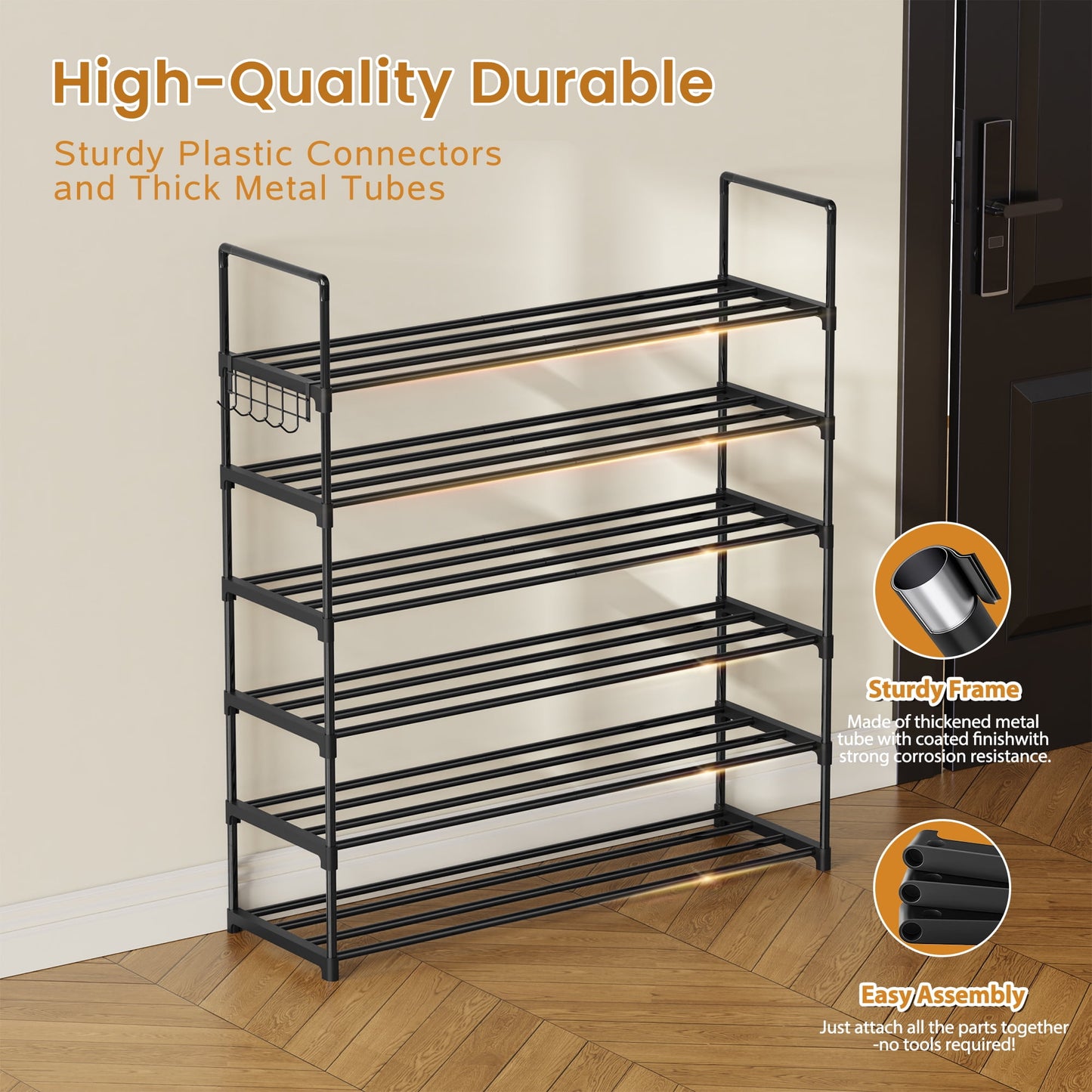 Riousery 6 Tiers Shoe Rack Shoe Storage Organizer for Entryway Closet, 38.4 Inch Length Stackable Shoe Shelf Hold up to 30-40 Pairs Shoes
