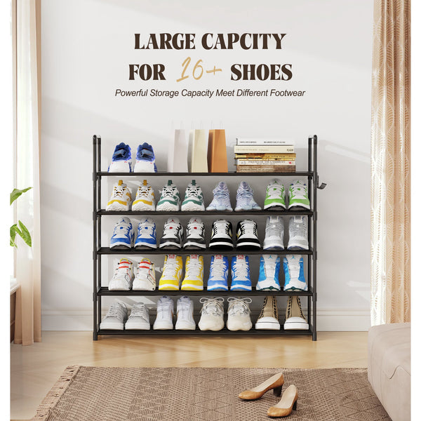 Riousery 5-Tiers Shoe Rack Shoe Storage Organizer for Entryway Closet, 35.5 Inch Length Stackable Shoe Shelf Hold up to 25-30 Pairs Shoes