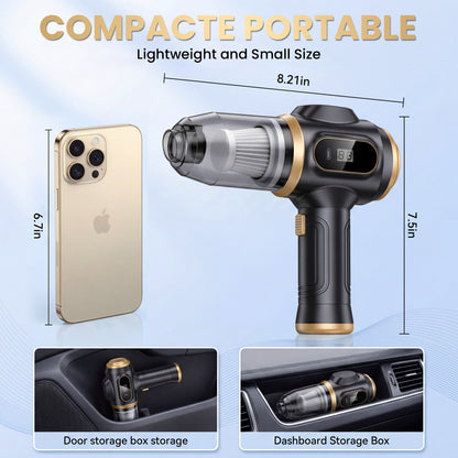 FLORAY Cordless Handheld Car Vacuum Cleaner with Digital Battery Display, Portable Cleaner with 9 Attachments for Car, Home & Office