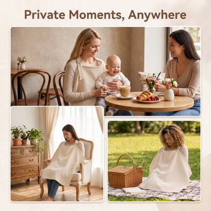 ZNQPLF Nursing Cover for Breastfeeding, Soft Cotton Muslin Breastfeeding Cover, Multi-Use Privacy Cover for Moms, Wheat