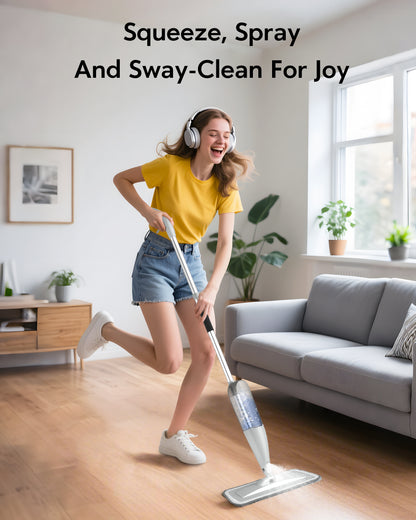 BIMZUC Spray Mop for Floor Cleaning with 3 Washable Pads-Wet Dry Microfiber Mop with 27 oz Refillable Bottle, Gray - New