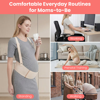 RUPOUN Maternity Belly Band – Back & Abdomen Support for Pregnant Women, Beige