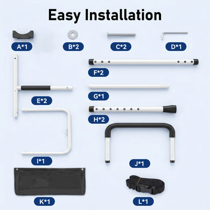 YCPINGC Bed Assist Rails for Seniors, Adjustable Bed Rails for Elderly Adults with Safety Guard, Storage Bag, Fixing Strap, Grounding