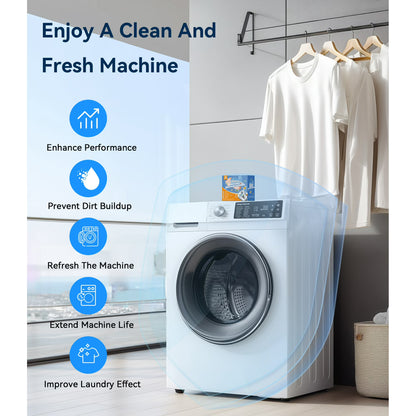 FVSA Washing Machine Cleaner Tablets, Deep Cleaning Odor Eliminator for Front and Top Load HE Washers, 12 Count