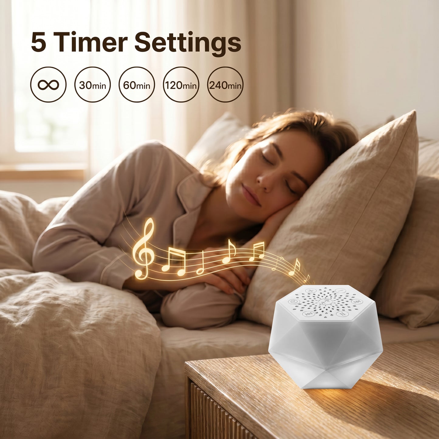 ZNQPLF Baby White Noise Machine, Bluetooth Sound Machine for Sleeping, 32 Sounds Portable Noise Machine with App Control & 8 Color Night Light，white