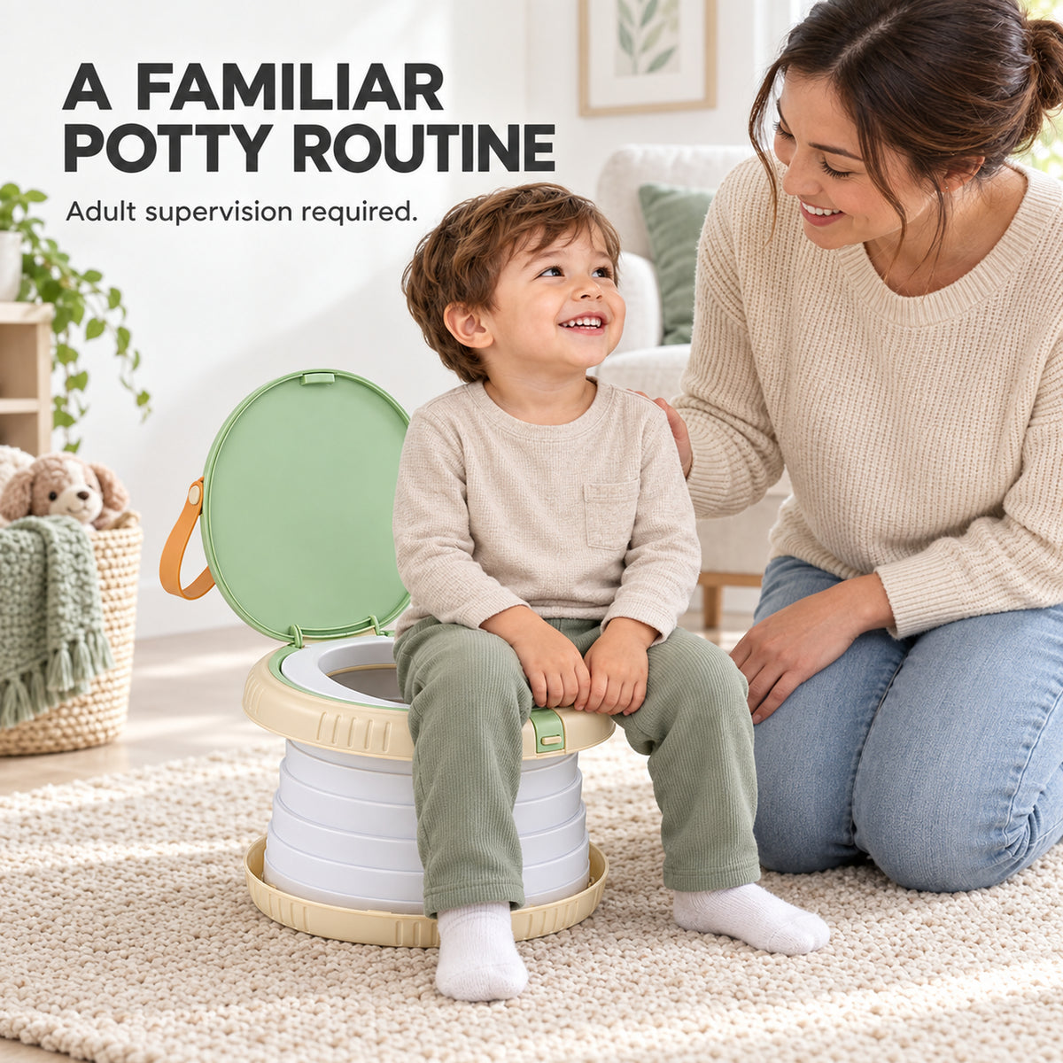 ZNQPLF Portable Potty for Toddlers, Foldable Travel Toilet for Potty Training, Mint Green