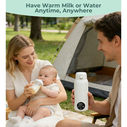 RUPOUN 17oz Large Capacity Cordless Portable Bottle Warmer - Baby Milk Warmer for Breast Milk, Formula & Water, Travel & Outdoor Use, White