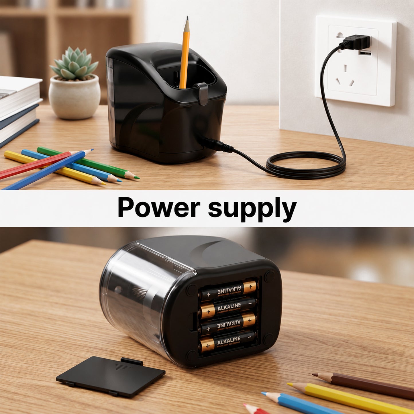AOLIGO Electric Pencil Sharpener Auto Stop, Automatic Sharpener for Classroom Office Home Art Pencils Black