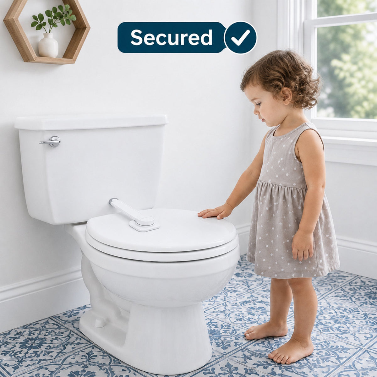 ZNQPLF White No Drill Baby Proof Toilet Lock, 2 Pack 3M Adhesive Universal Child Safety Lid Lock for Most Toilets