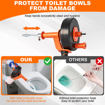 HODVIT 25Ft Drain Snake, Plumbing Snake Drain Hair Clog Removal Tool, Suitable for Kitchens, Bathrooms and Sinks, Includes Protective Hose and Gloves