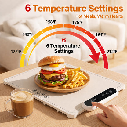M Buder Food Warming Tray, Electric Warmer Mat, Portable Warmer for Party, Family Dinner, Residential, 3 Adjustable Temperature and Timer
