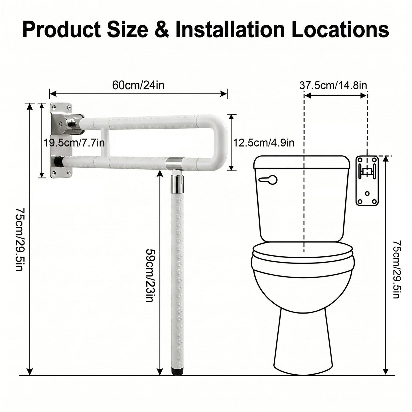 AOLIGO Foldable Toilet Grab Bar with Leg Support, Handicap Grab Bars for Bathroom, Toilet Safety Rails for Elderly Pregnant and Disabled