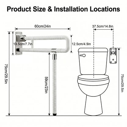 AOLIGO Foldable Toilet Grab Bar with Leg Support, Handicap Grab Bars for Bathroom, Toilet Safety Rails for Elderly Pregnant and Disabled