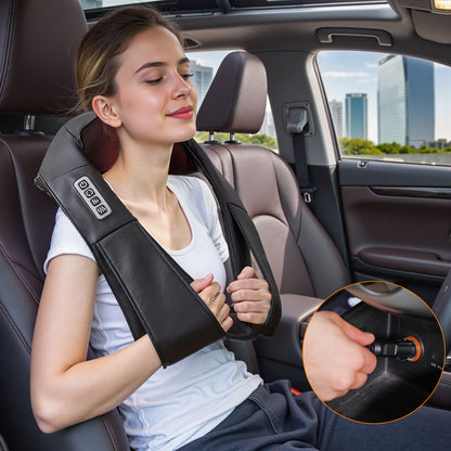 Bokyan Neck Massager, Shiatsu Shoulder and Kneading Back with Heat, for Home, Office, Car Use and Travel Use, Black