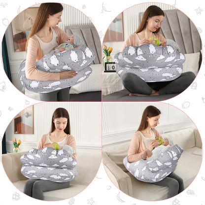 RUPOUN Nursinfg Pillow with Waist Strap for Breastfeeding, Grey