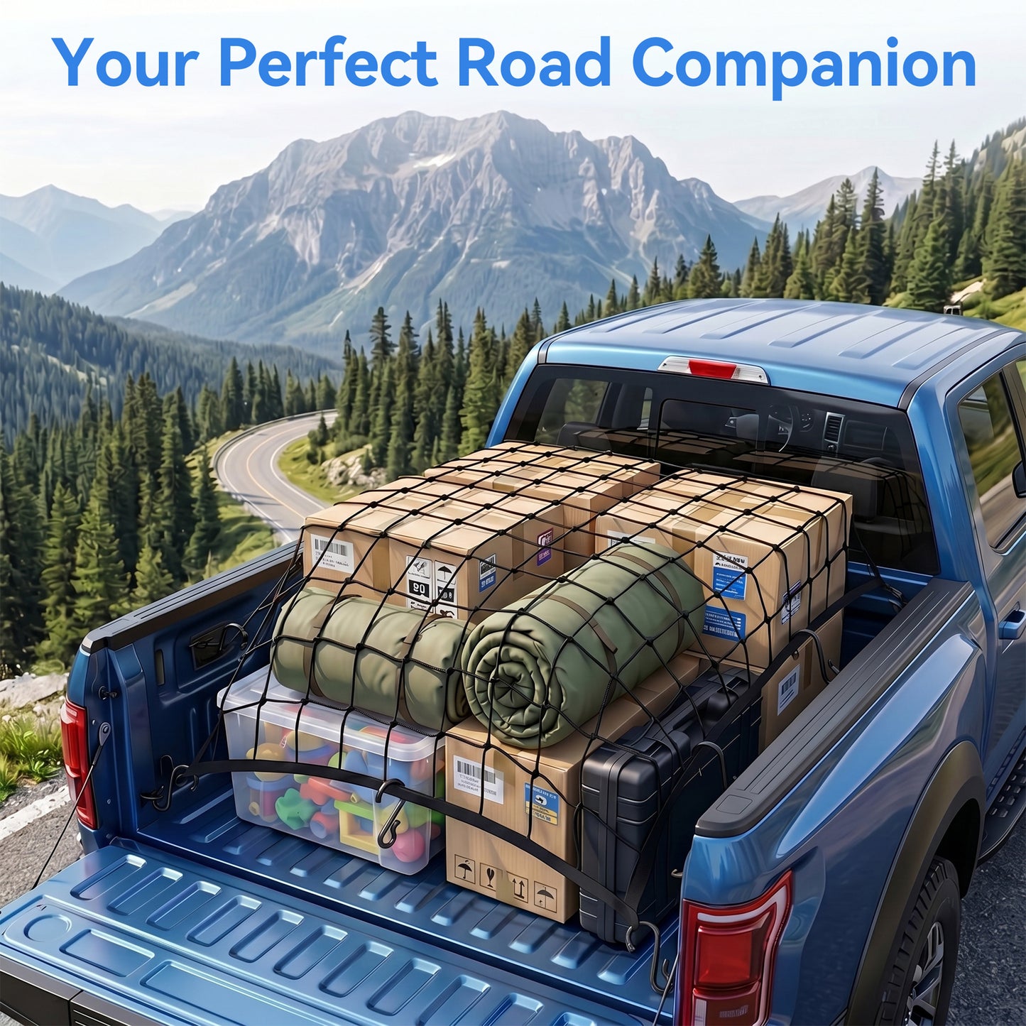 MORSUMA Cargo Net Heavy Duty for Pickup Truck Bed, 47.2 x 35.4 Inch with 12 Hooks, Black, 1 Pack