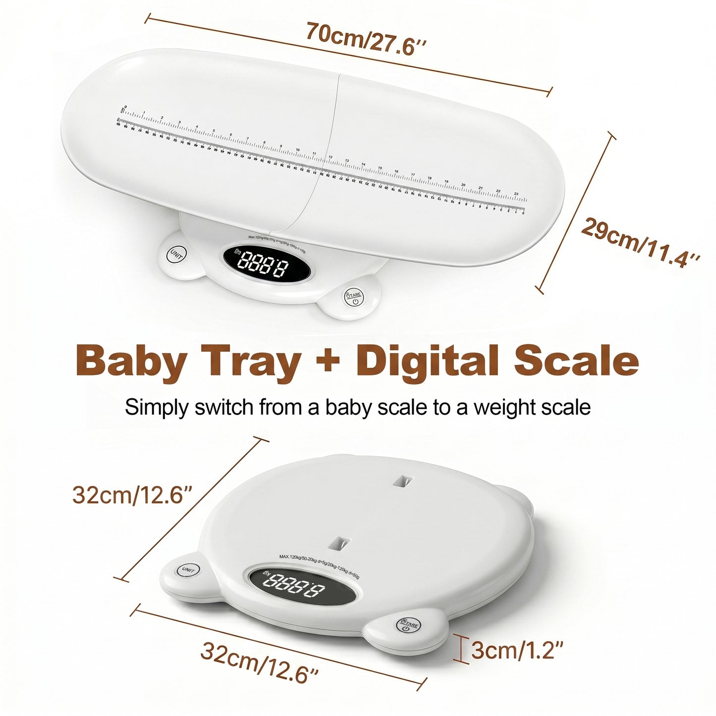 ZNQPLF Baby Scale, Infant Scale for Baby Adult and Pet, Baby Scales for Weighing Newborns, White, 265lb Max Capacity.