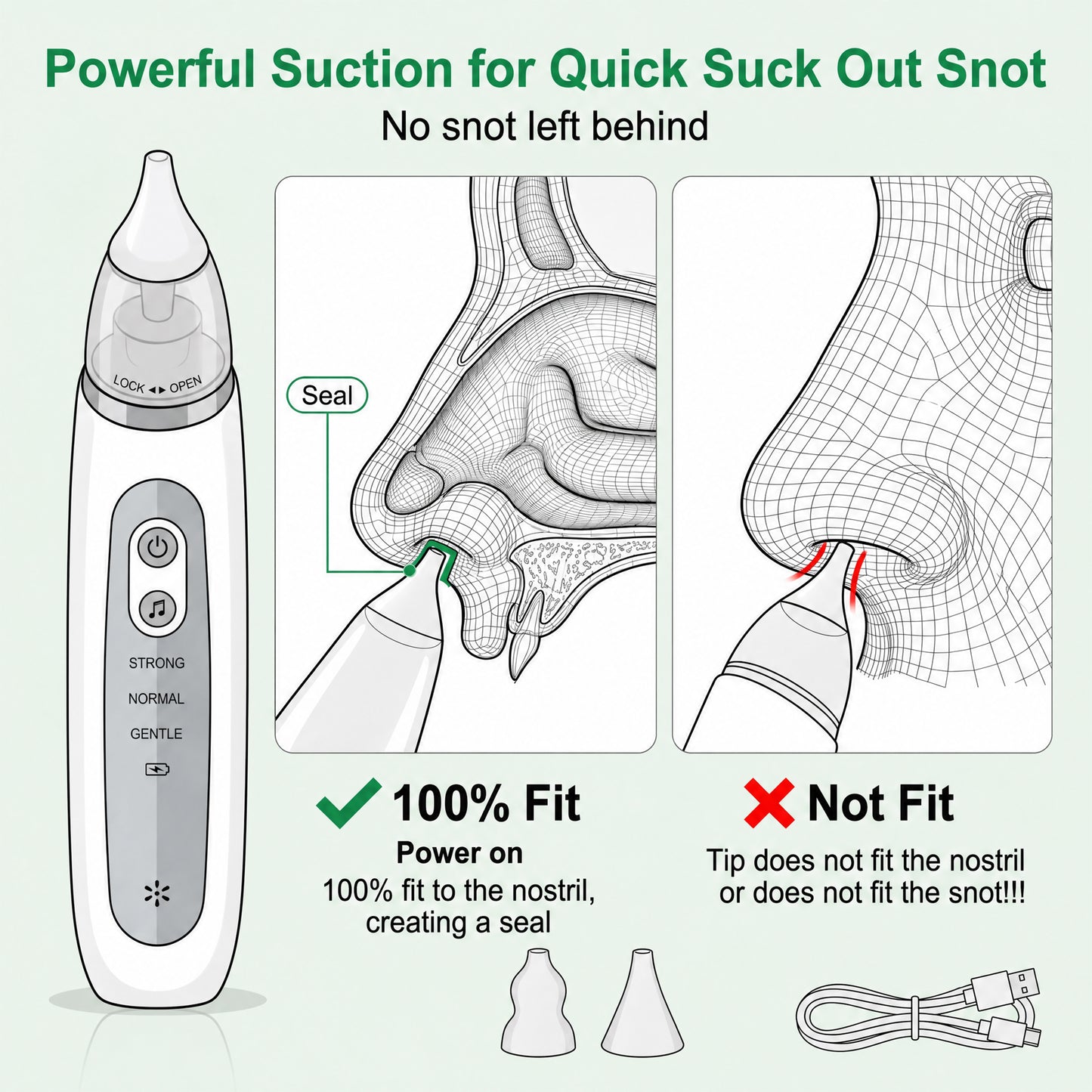 ZNQPLF Nose Sucker for Baby, Nasal Aspirator for Baby, Electric Nose Suction for Baby, Baby Nose Sucker, White