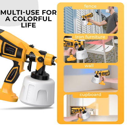 HOTREE Electric Paint Sprayer Gun, 800W HVLP Spray Gun with 1400ml Tank, 4 Nozzles, 3 Patterns, for Furniture, Walls, Fences, Cabinets