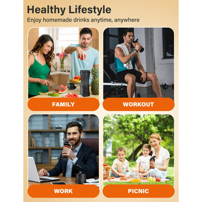 Suodoka Fit Compact Personal Blender, 24 Oz Portable Blender for Smoothies, Shakes, Cordless Powerful Blending, with Leakproof-Lid