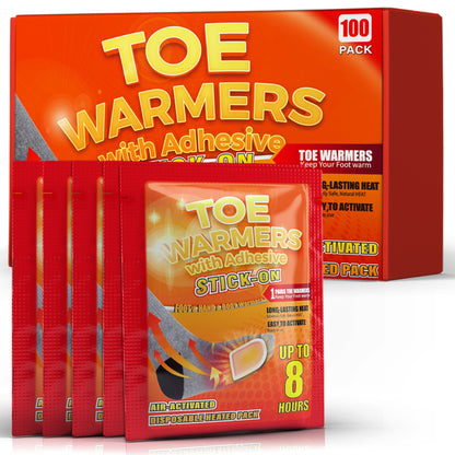 NFTIGB 100 Pack Foot Toe Warmers with Adhesive Backing, Air Activated Disposable Hand Warmer 8H Heat