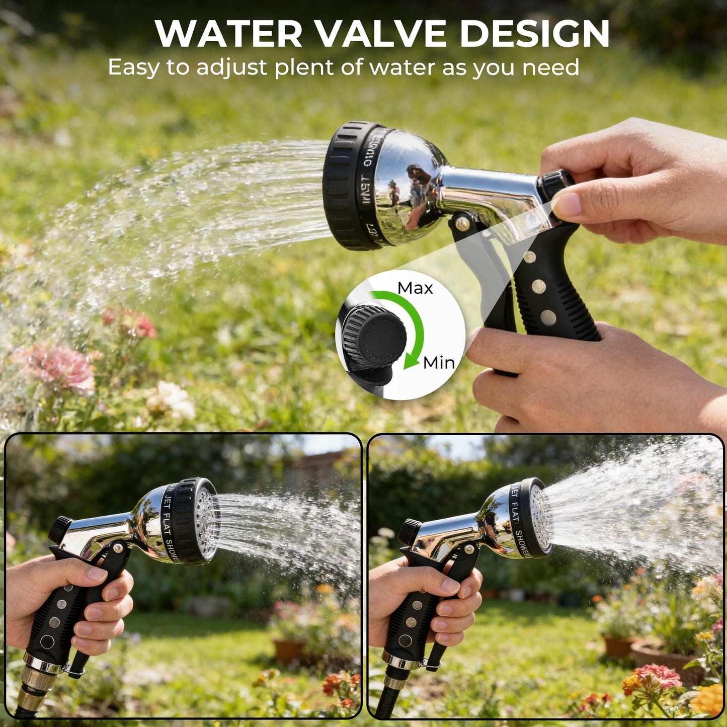 OHHANI Garden Hose Nozzles with 10 Spray Patterns Flow Control for Garden Watering, Car Washing, Window Cleaning, Pets Bathing