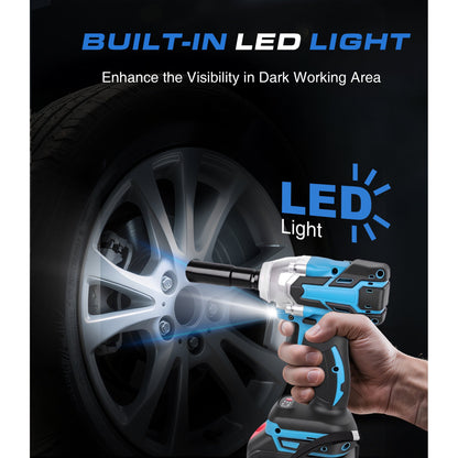 Cordless Impact Wrench 1/2 Brushless Impact Gun With 3000RPM & Max Torque 260 ft-lbs High Torque Gun w/ 2x 2.0Ah Battery & Charger