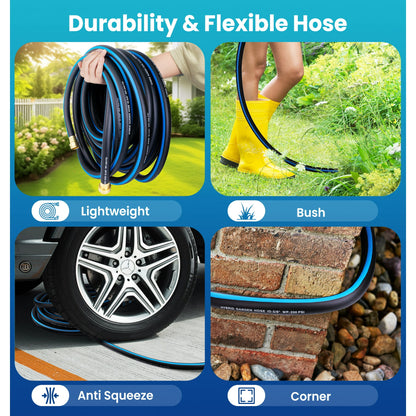 OHHANI Garden Hose, 50 FT x 5/8” Water Hose for Outdoor with 10 Function Sprayer Nozzle