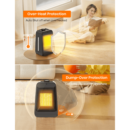 NFTIGB 1500W PTC Space Heater Portable Desktop Electric Heaters for Home, Ceramic Fast Heating, New
