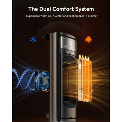 NFTIGB 24 inch Space Heater with Flame Effect, 1500W Ceramic Heater with Thermostat, PTC Heater for Indoor, 12H Timer & Remote, for Office, Bedroom, Living Room, New