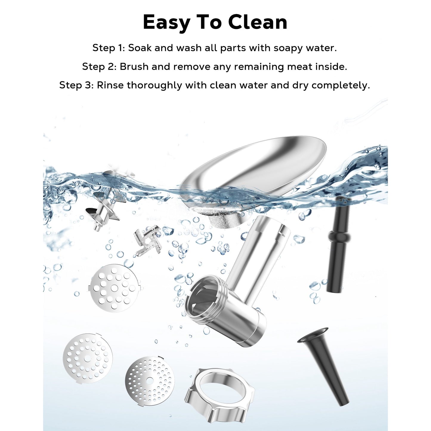 Casualife Electric Meat Grinder and Sausage Stuffer, 2000W Max, with 2 Blades, 3 Plates, Tubes and Kubbe Kit