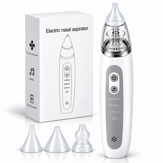 ZNQPLF Electric Baby Nasal Aspirator, Rechargeable Nose Sucker with 3 Suction Levels, 3 Silicone Tips, 10 ml Chamber, White