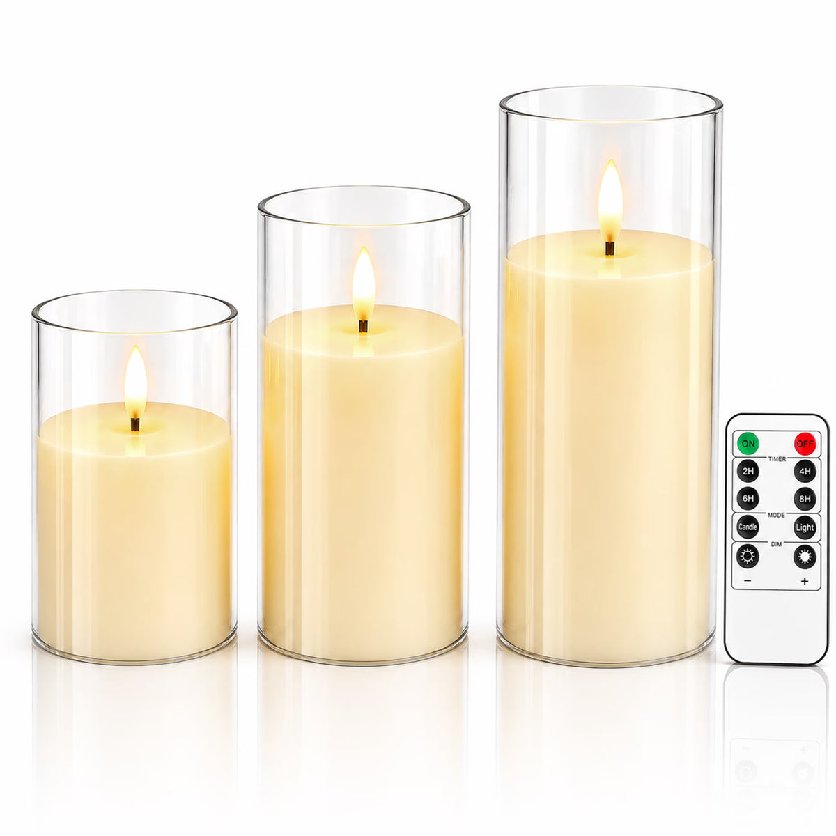 AOLIGO Flameless Candles Set of 3, Flickering LED Pillar Candles with Remote Timer for Home Wedding Holiday Decor