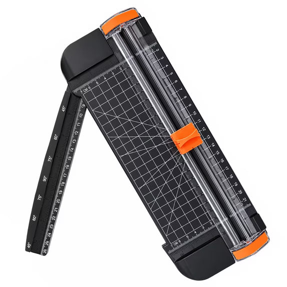 AOLIGO 12 Inch A4 Paper Trimmer, Sliding Paper Cutter with Anti-Slip Base and 45 to 90 Degree Angle Guide for DIY Crafts, Scrapbooking, Black