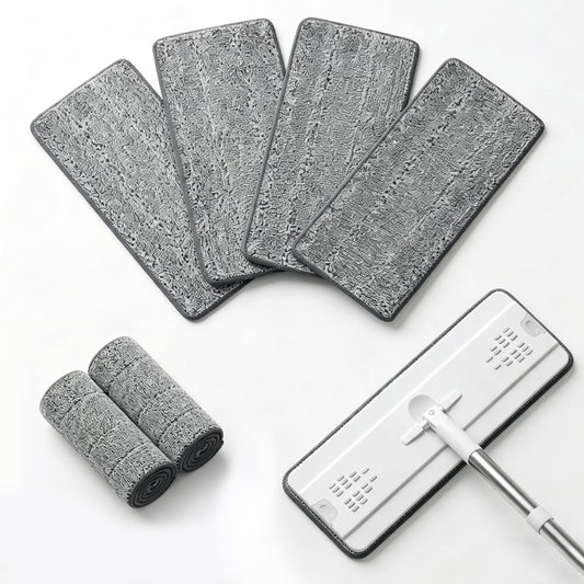 FVSA Reusable Mop Pads Refills, Floor Mop and Wet Mop Pads for Wet Jet, 12.99" x 4.72" 6 Pack Washable for All Floors