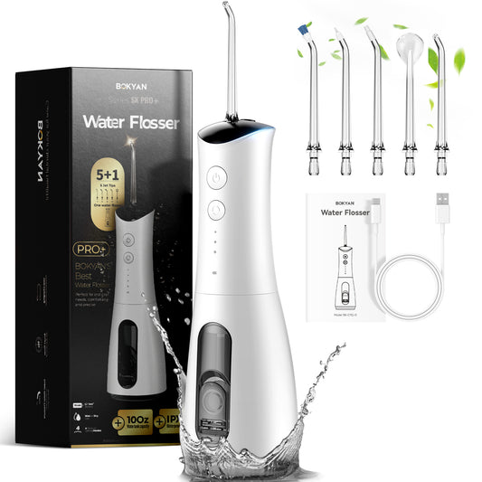 Bokyan Water Flosser for Teeth, cordless 300 ml Portable Oral Irrigator, Electric Flossing Cleaner, Water Picks for Dental Hygiene