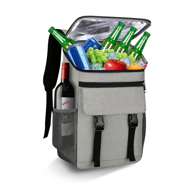 OHHANI Backpack Cooler, 30 Can Insulated Soft Cooler Bag, Waterproof Leakproof Portable for Camping, Beach, Picnic, Hiking, BBQ, Gray
