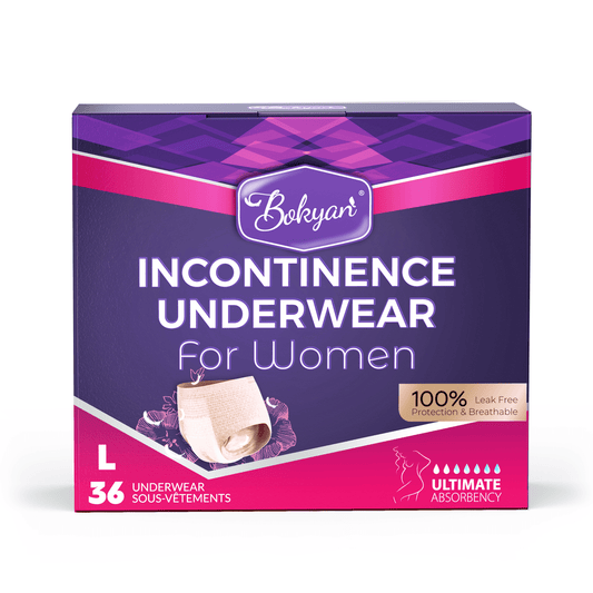 Bokyan Adult Incontinence Underwear for Women,Postpartum Bladder Leak Underwear,Disposable,L,36 Ct