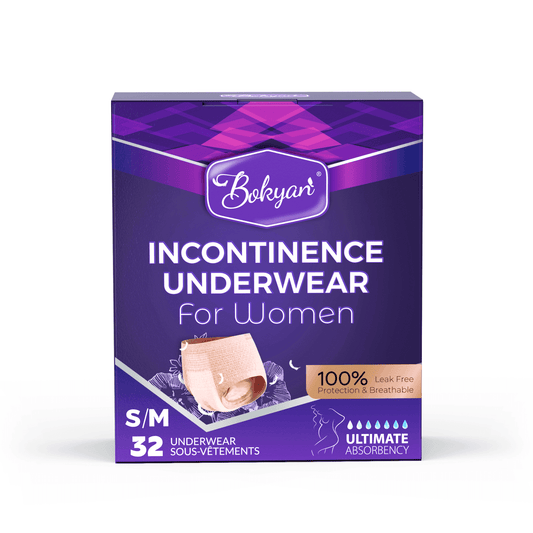 Bokyan Adult Incontinence Underwear for Women,Postpartum Bladder Leak Underwear,Disposable,S/M,32 Ct