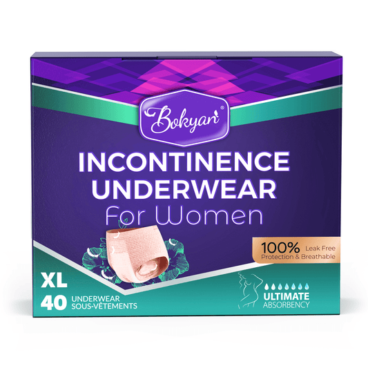 Bokyan Adult Incontinence Underwear for Women,Postpartum Bladder Leak Underwear,Disposable,XL,40 Ct