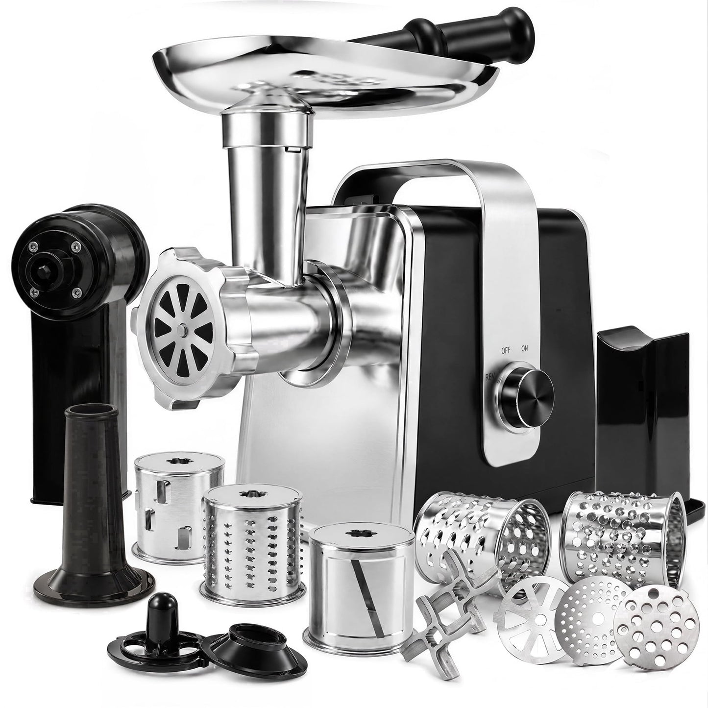 Casualife Electric Meat Grinder & Slicer, Multifunctional Food Processor, 5 Slicing Cones, 3 Molds (Includes Kibbeh) & 2 Blades