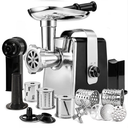 Casualife Electric Meat Grinder & Slicer, Multifunctional Food Processor, 5 Slicing Cones, 3 Molds (Includes Kibbeh) & 2 Blades