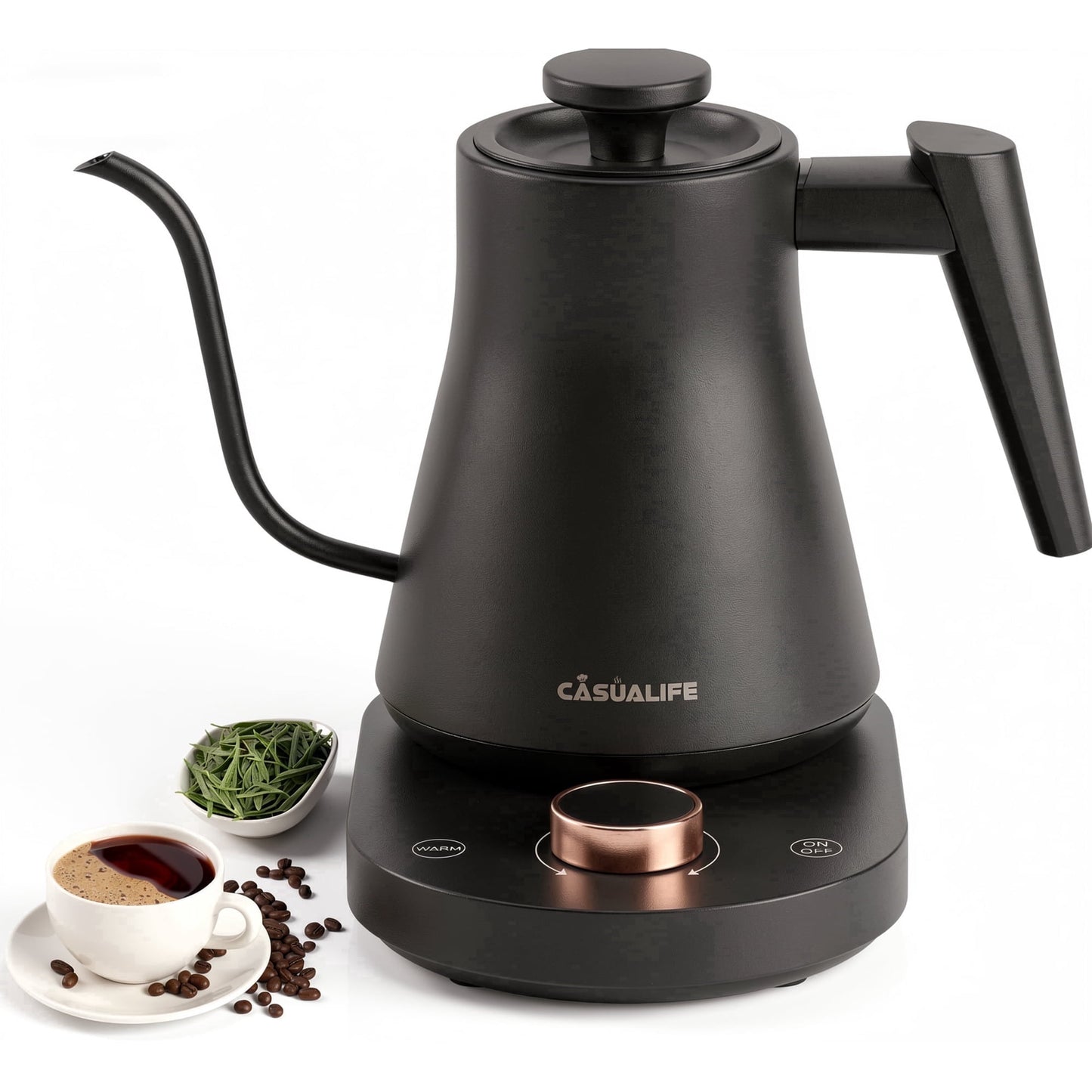 Casualife 0.8L Gooseneck Electric Kettle with Digital Temperature Control, Keep-Warm & 60s Memory, Safe & Easy Clean for Home Office