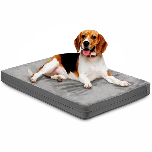 Tolobeve Dog Bed for Medium Large Dogs - Double Side Using Dog Crate Bed with Removable Washable Cover, Egg Crate Foam Support Pet Bed Mat (Grey)