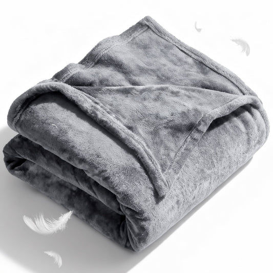 YGXNEWER Queen Size Blanket, Double Sided Flannel, 90 x 90 Inches, Gray, Luxury Anti-Static Fuzzy Soft Microfiber Bed Blankets