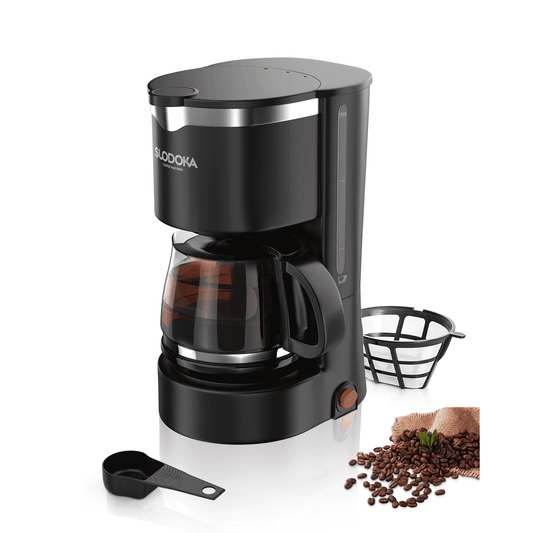 Suodoka Drip Coffee Maker, Easy Brew Compact Size, with Glass Carafe, Removable Filter, Black, New