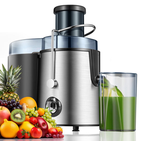 Electric Juicer Machine, 3″ Wide Feed Chute for Whole Fruits & Vegetables – Easy-Clean Design, Silver