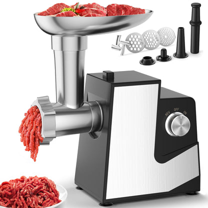 Casualife Electric Meat Grinder and Sausage Stuffer, 2000W Max, with 2 Blades, 3 Plates, Tubes and Kubbe Kit