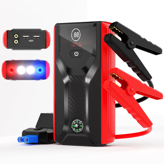 Floray 28000mAh Car Jump Starter – 12V Jump Pack for Gas & Diesel Engines with LED Light and USB Fast Charging